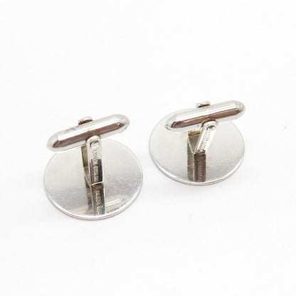 925 Sterling Silver Vintage La Mode Satin Finish Classic Round Cufflinks