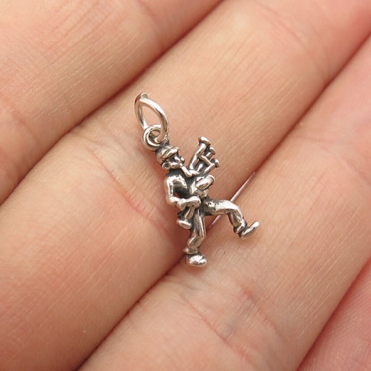 925 Sterling Silver Vintage Man / Worker Charm Pendant