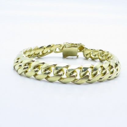 925 Sterling Silver Gold Plated Vintage Italy Cuban Link Bracelet 8.5"