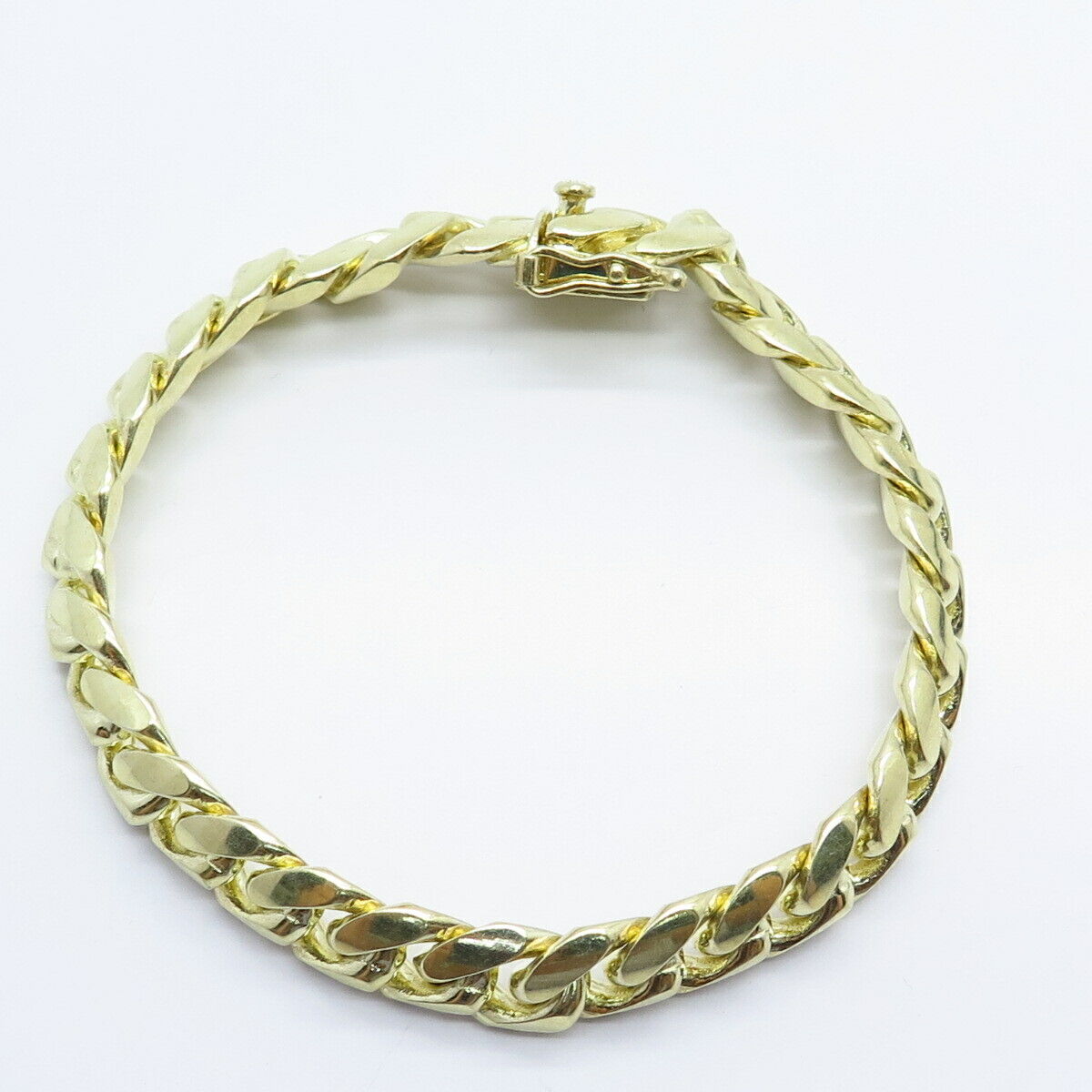 925 Sterling Silver Gold Plated Vintage Italy Cuban Link Bracelet 8.5"