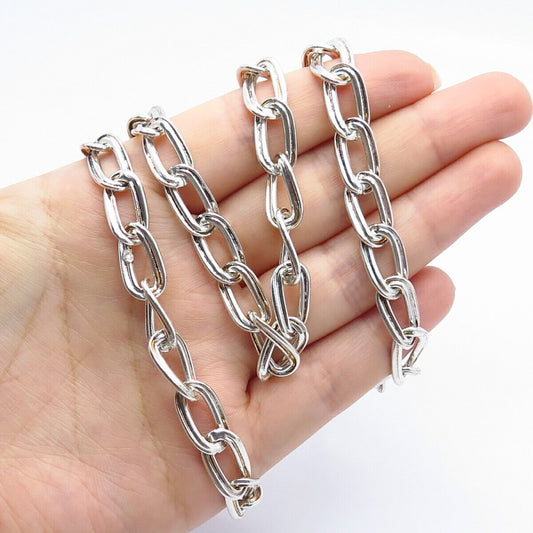 925 Sterling Silver Vintage Italy Oval Chain Necklace 28"