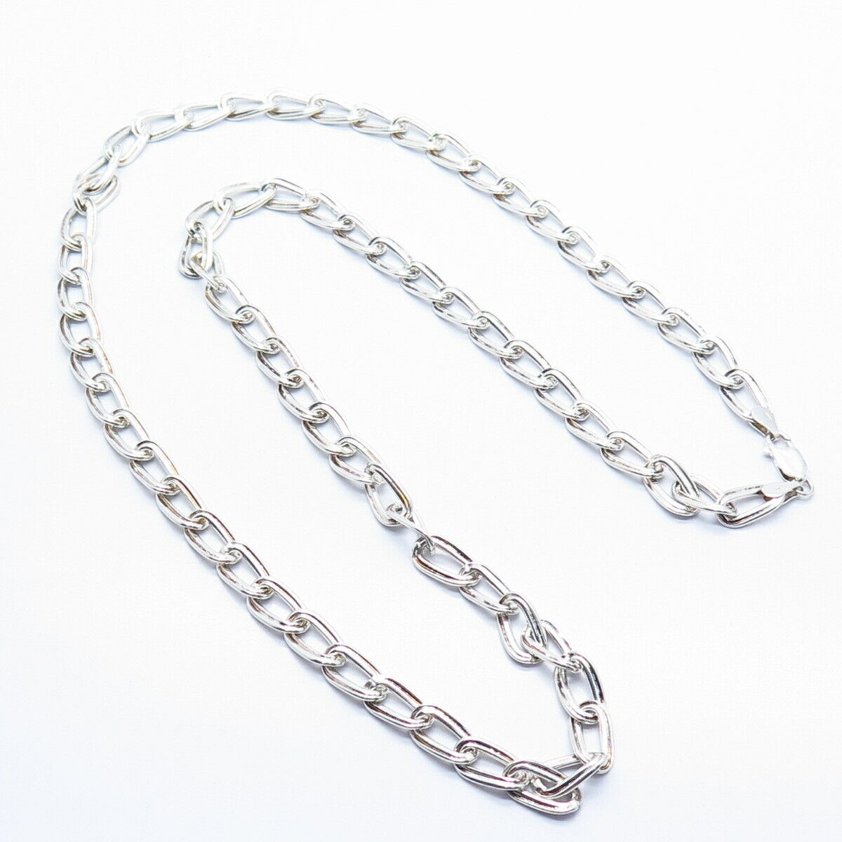 925 Sterling Silver Vintage Italy Oval Chain Necklace 28"