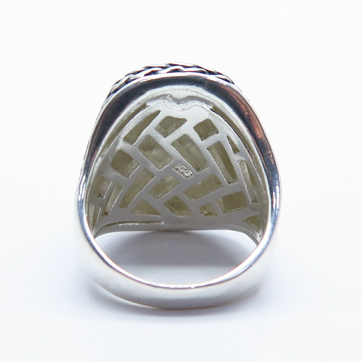 925 Sterling Silver 2-Tone Hammered Finish Ring Size 6 3/4