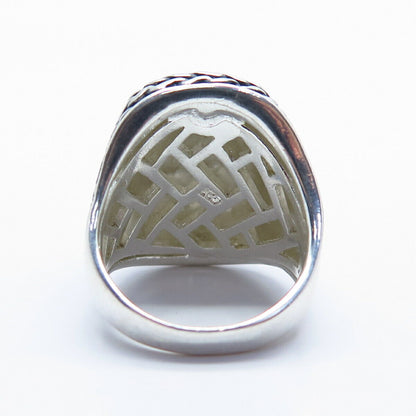 925 Sterling Silver 2-Tone Hammered Finish Ring Size 6 3/4