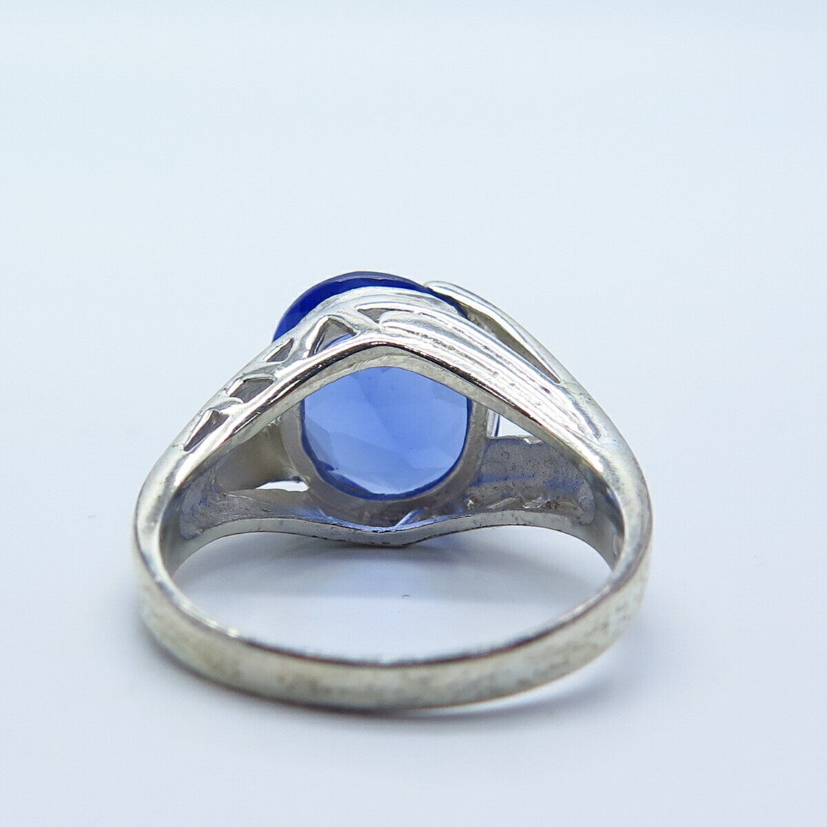 925 Sterling Silver Blue C Z Ring Size 6 3/4