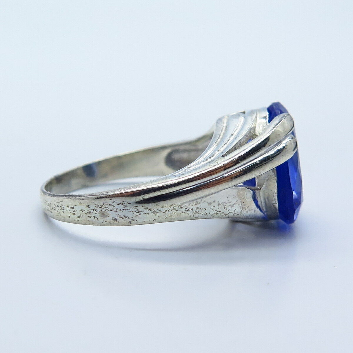 925 Sterling Silver Blue C Z Ring Size 6 3/4