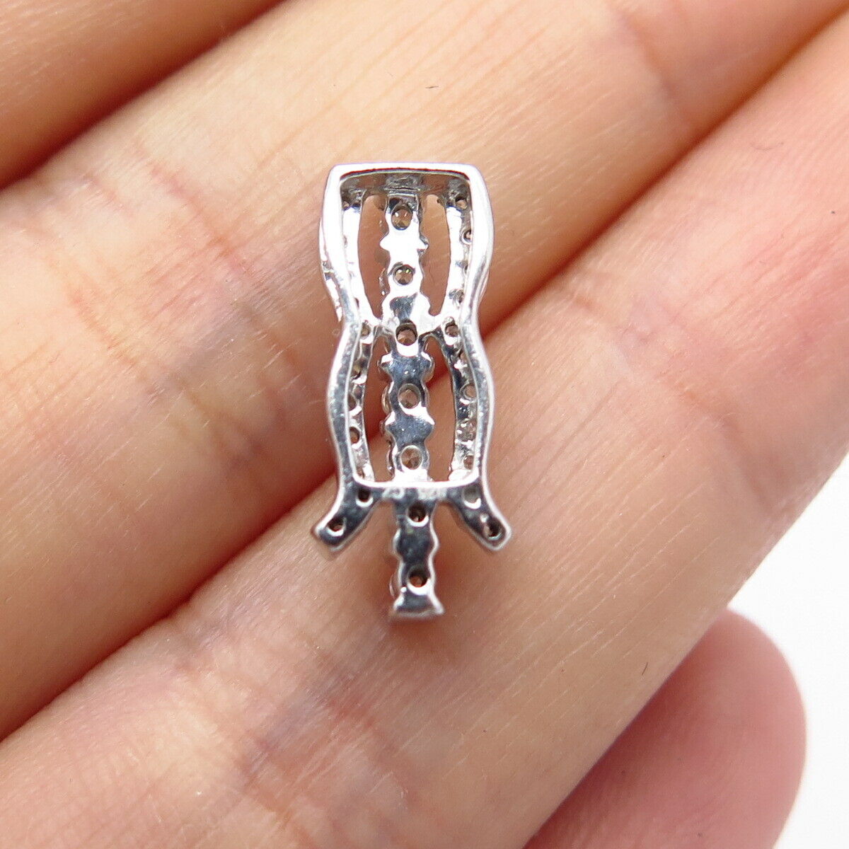 925 Sterling Silver Vintage C Z Slide Pendant