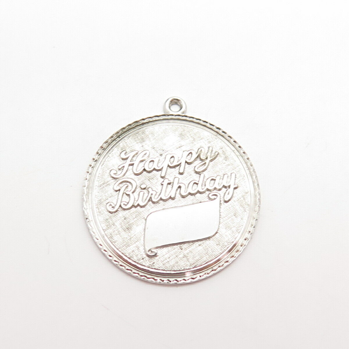 925 Sterling Silver Antique Geronimo "Happy Birthday" Round Pendant