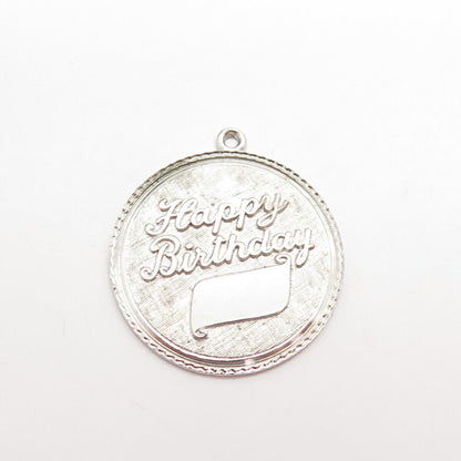 925 Sterling Silver Antique Geronimo "Happy Birthday" Round Pendant