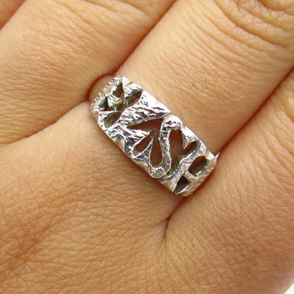 925 Sterling Silver Vintage Modernist Ring Size 7 3/4