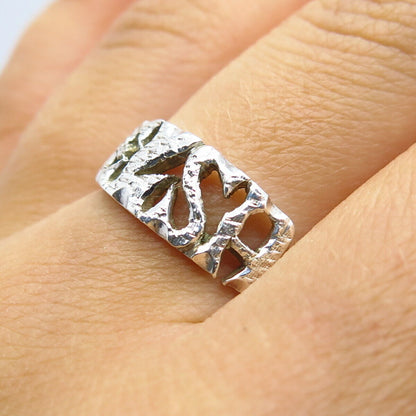 925 Sterling Silver Vintage Modernist Ring Size 7 3/4