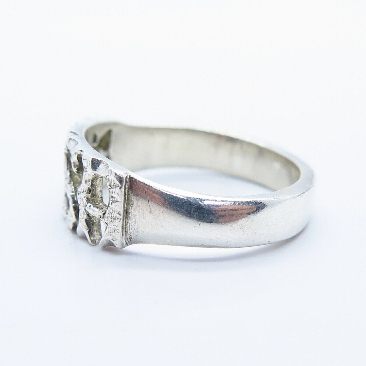 925 Sterling Silver Vintage Modernist Ring Size 7 3/4