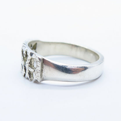 925 Sterling Silver Vintage Modernist Ring Size 7 3/4