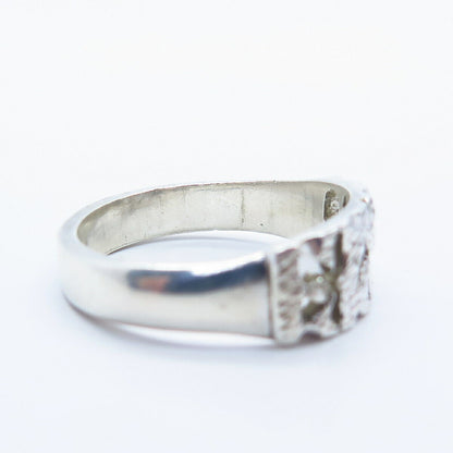 925 Sterling Silver Vintage Modernist Ring Size 7 3/4