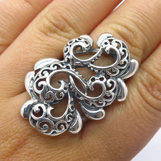 925 Sterling Silver Vintage Ornate Statement Ring Size 6.5