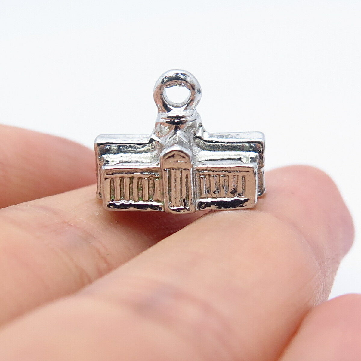 925 Sterling Silver Vintage White House Charm Pendant