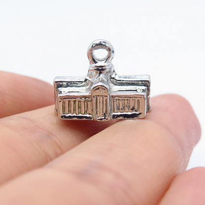 925 Sterling Silver Vintage White House Charm Pendant