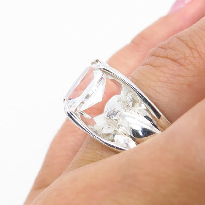 925 Sterling Silver Vintage Radiant-Cut C Z Ring Size 5 3/4