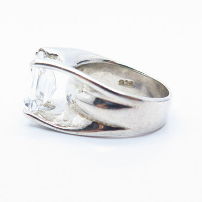 925 Sterling Silver Vintage Radiant-Cut C Z Ring Size 5 3/4