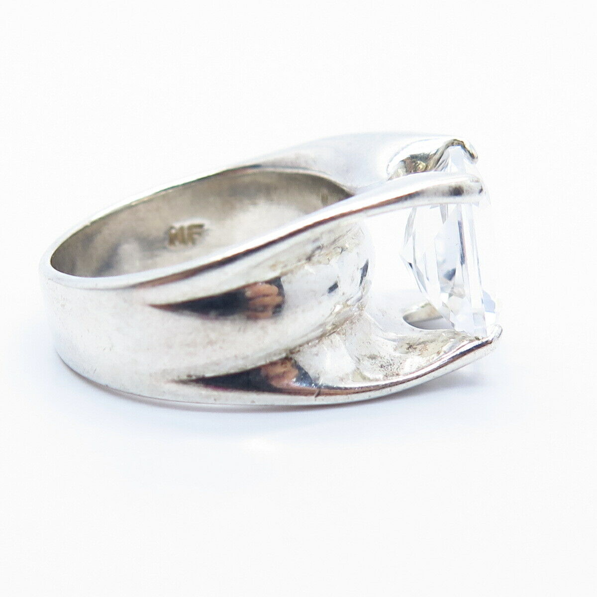 925 Sterling Silver Vintage Radiant-Cut C Z Ring Size 5 3/4