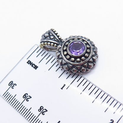 925 Sterling Silver Vintage Real Amethyst Gemstone Beaded Pendant