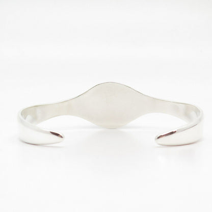 925 Sterling Silver Vintage Mexico Blue Topaz-Tone Glass Cuff Bracelet 6 3/4"