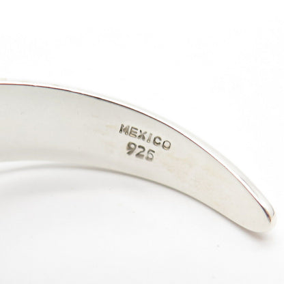 925 Sterling Silver Vintage Mexico Blue Topaz-Tone Glass Cuff Bracelet 6 3/4"