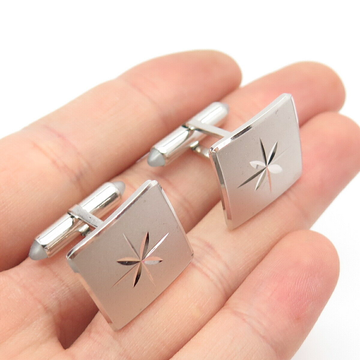 925 Sterling Silver Vintage Krementz Satin Finish Cufflinks