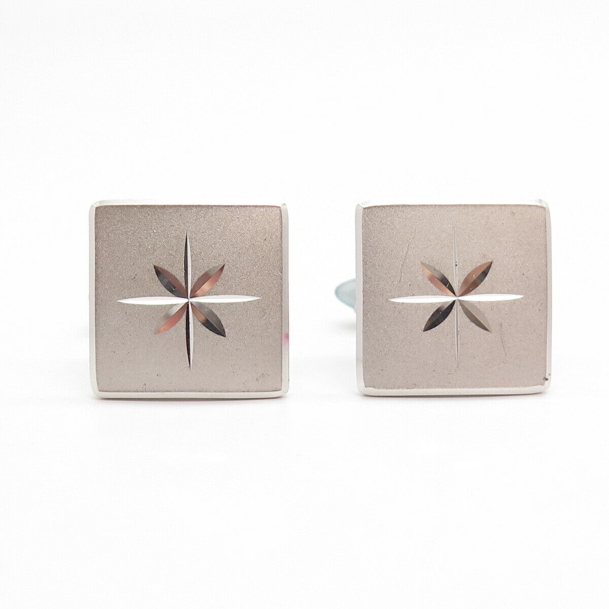 925 Sterling Silver Vintage Krementz Satin Finish Cufflinks