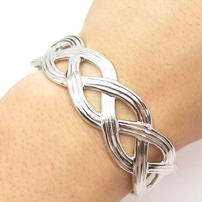 925 Sterling Silver Vintage Braided Cuff Bracelet 6.5"