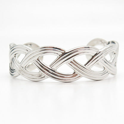 925 Sterling Silver Vintage Braided Cuff Bracelet 6.5"