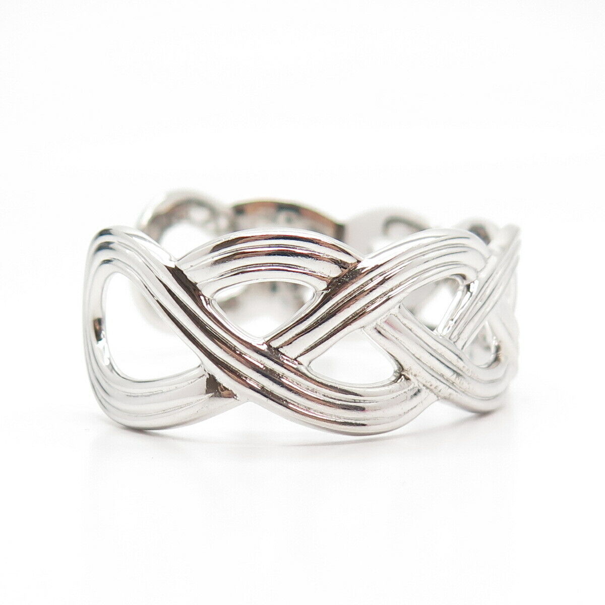 925 Sterling Silver Vintage Braided Cuff Bracelet 6.5"