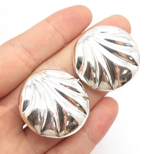 925 Sterling Silver Vintage Mexico Round Clip On Earrings