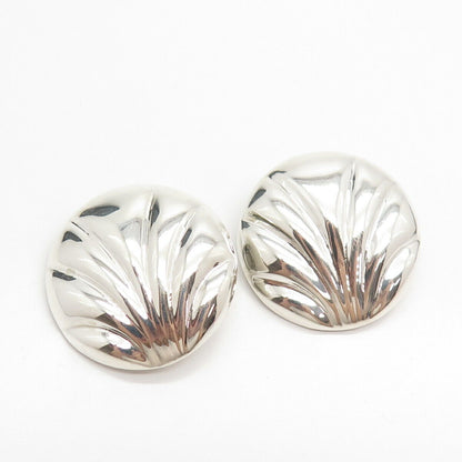 925 Sterling Silver Vintage Mexico Round Clip On Earrings