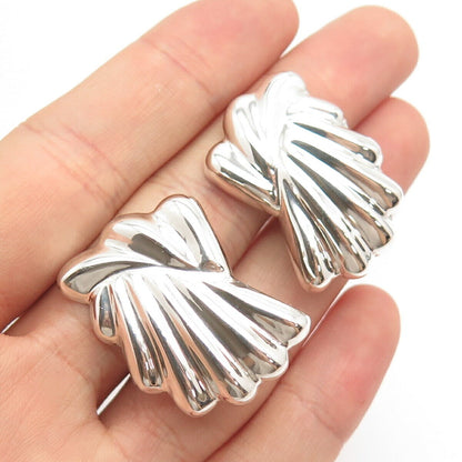 925 Sterling Silver Vintage Mexico Shell Clip On Earrings