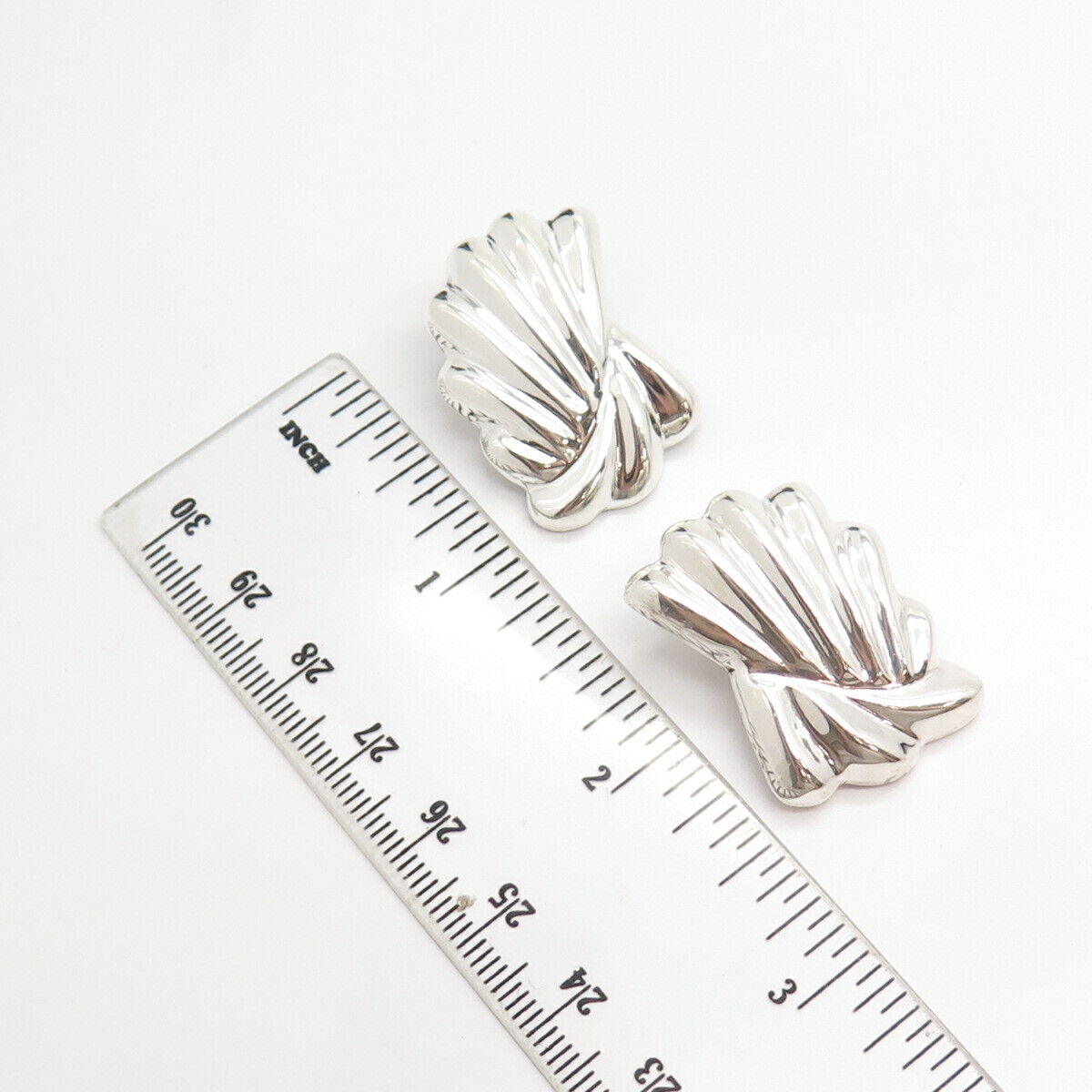 925 Sterling Silver Vintage Mexico Shell Clip On Earrings