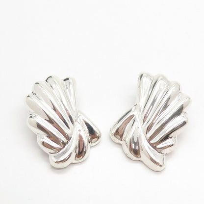 925 Sterling Silver Vintage Mexico Shell Clip On Earrings