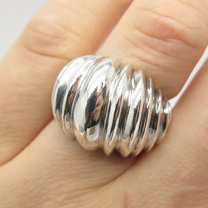 925 Sterling Silver Vintage Mexico Ribbed Ring Size 6.5