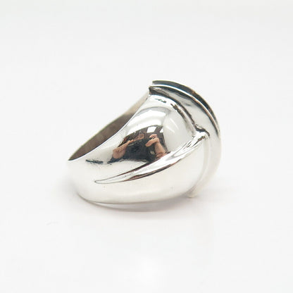 925 Sterling Silver Vintage Mexico Modernist Ribbed Ring Size 7 3/4