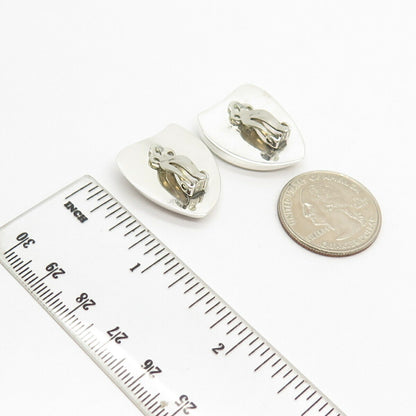 925 Sterling Silver Vintage Mexico Concave Clip On Earrings