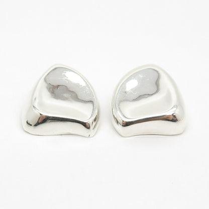 925 Sterling Silver Vintage Mexico Concave Clip On Earrings