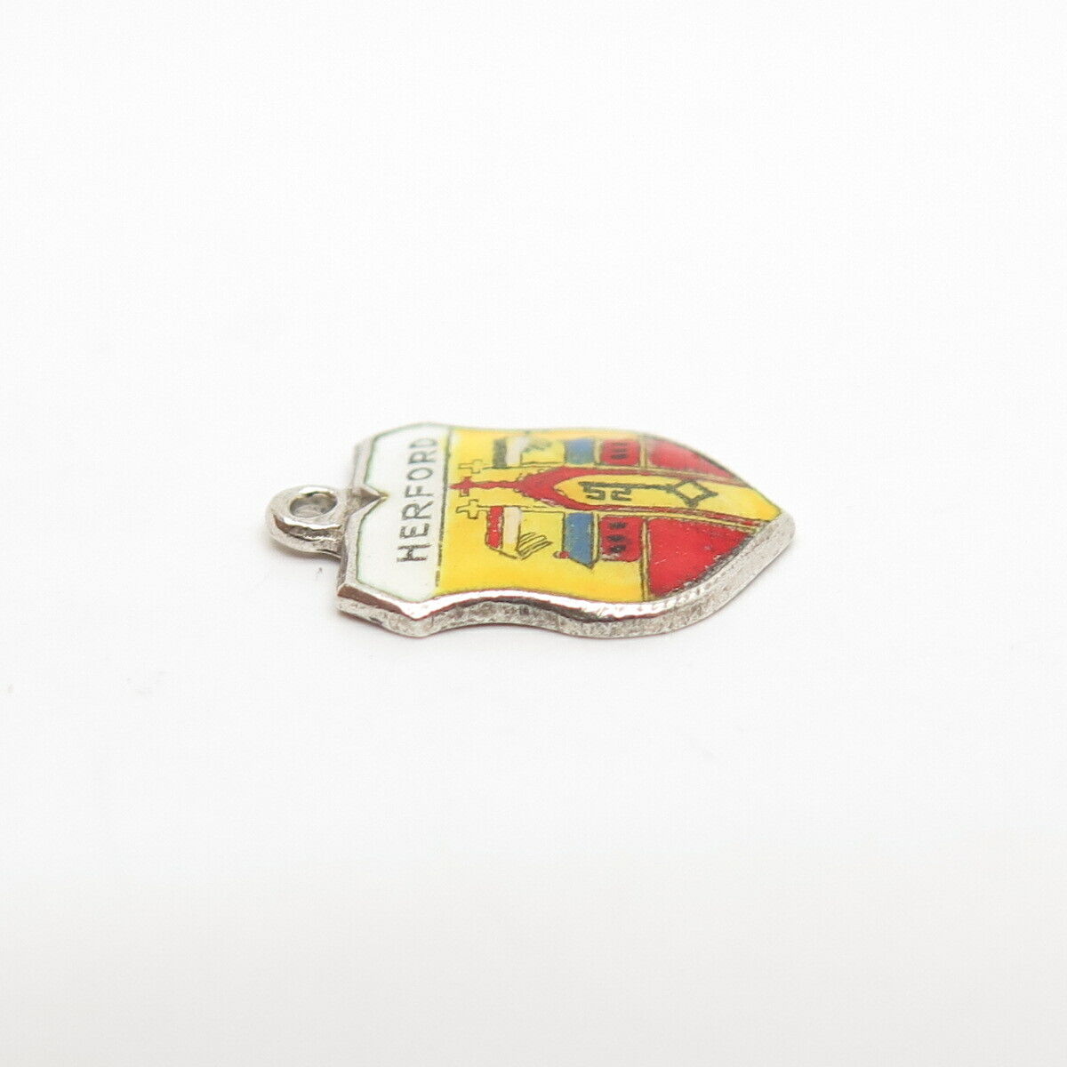 800 Silver Vintage Reu Enamel "Herford" Coat of Arms Charm Pendant