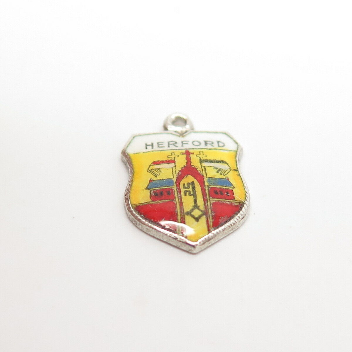 800 Silver Vintage Reu Enamel "Herford" Coat of Arms Charm Pendant