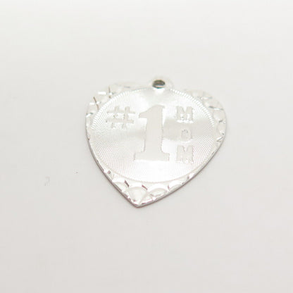 925 Sterling Silver Vintage "First Mom" Heart Pendant