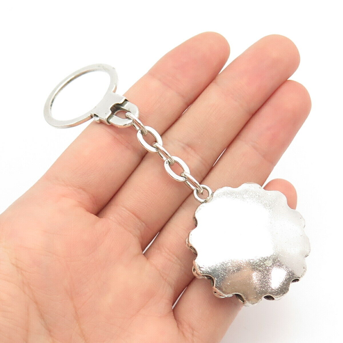 925 Sterling Silver Vintage Bead Dangling Key Ring