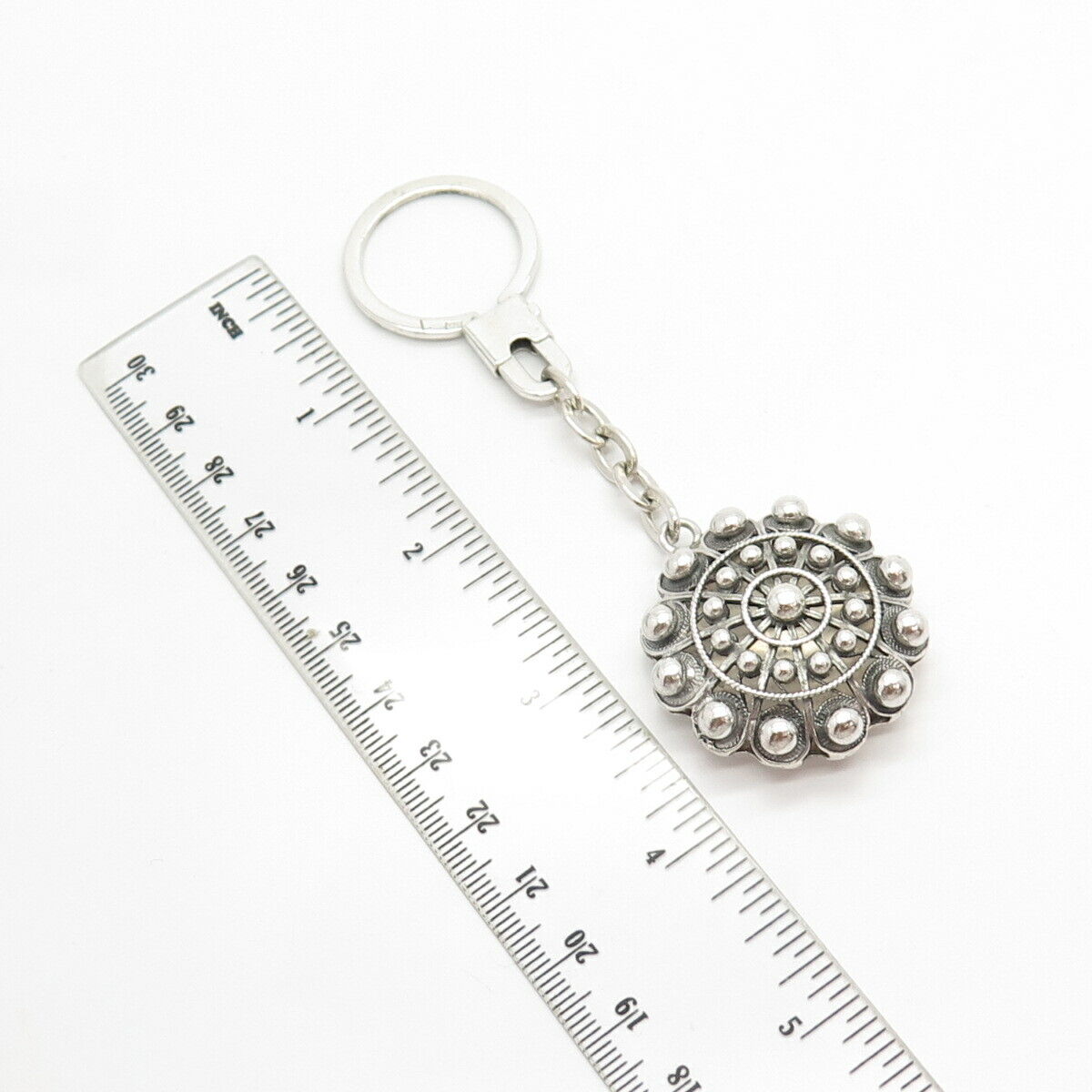 925 Sterling Silver Vintage Bead Dangling Key Ring