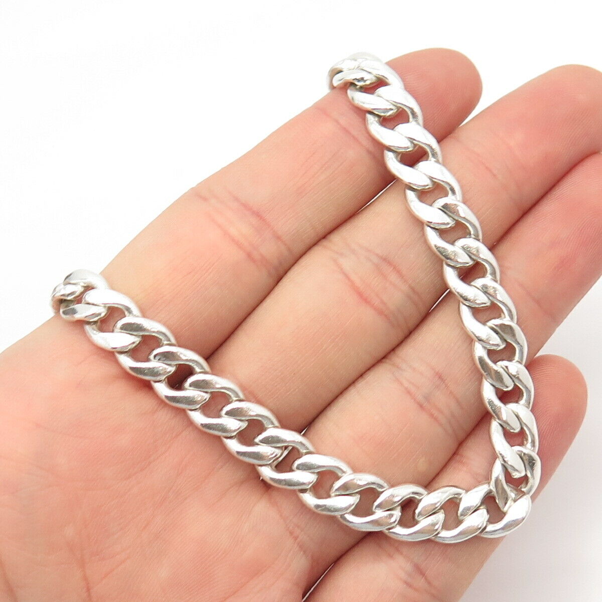 925 Sterling Silver Vintage Cuban Chain Necklace 20"