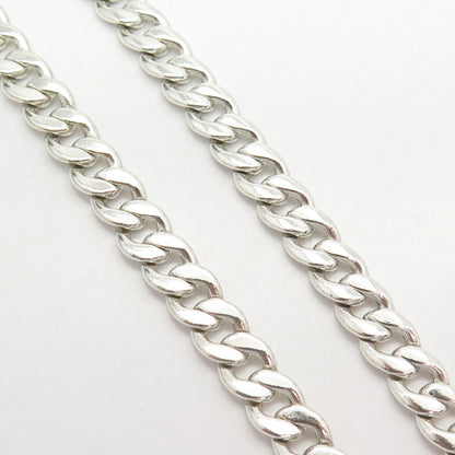 925 Sterling Silver Vintage Cuban Chain Necklace 20"