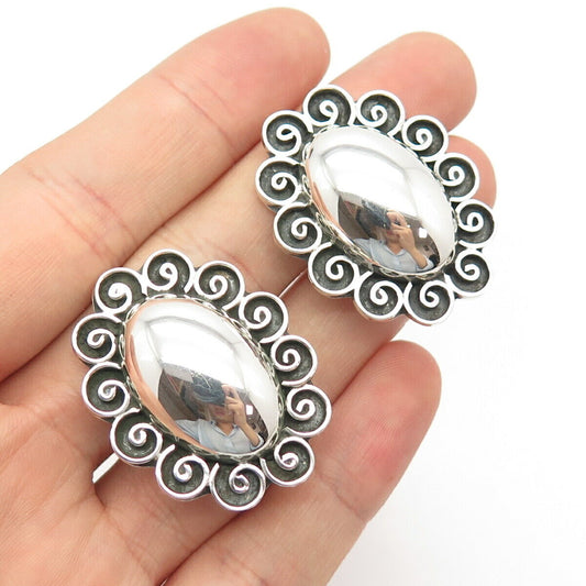 925 Sterling Silver Vintage Mexico Boho Clip On Earrings