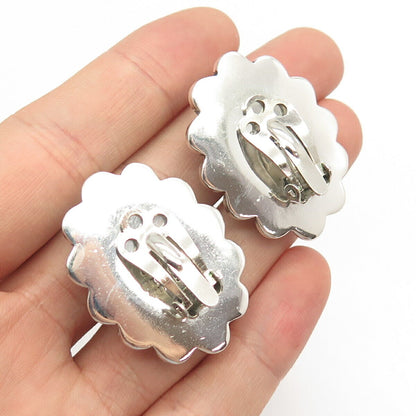 925 Sterling Silver Vintage Mexico Boho Clip On Earrings